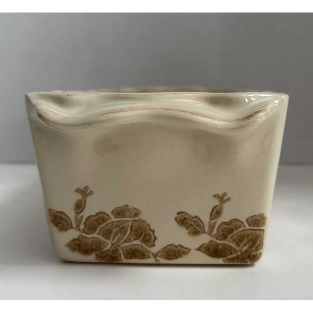 Molde Stoneware Loaf Pan Cream Tan Floral Print, 11